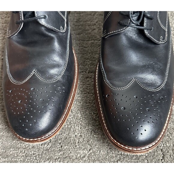 Banana Republic Oxford Black Leather Wingtip Brogue Lace Up Shoes Size 11 - Picture 2 of 13
